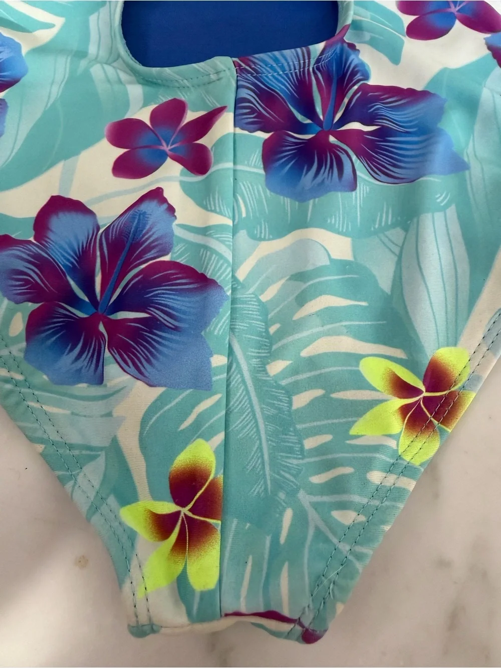 Hurley toddler girls 2T blue purple floral ruffle one piece bathing swim suit